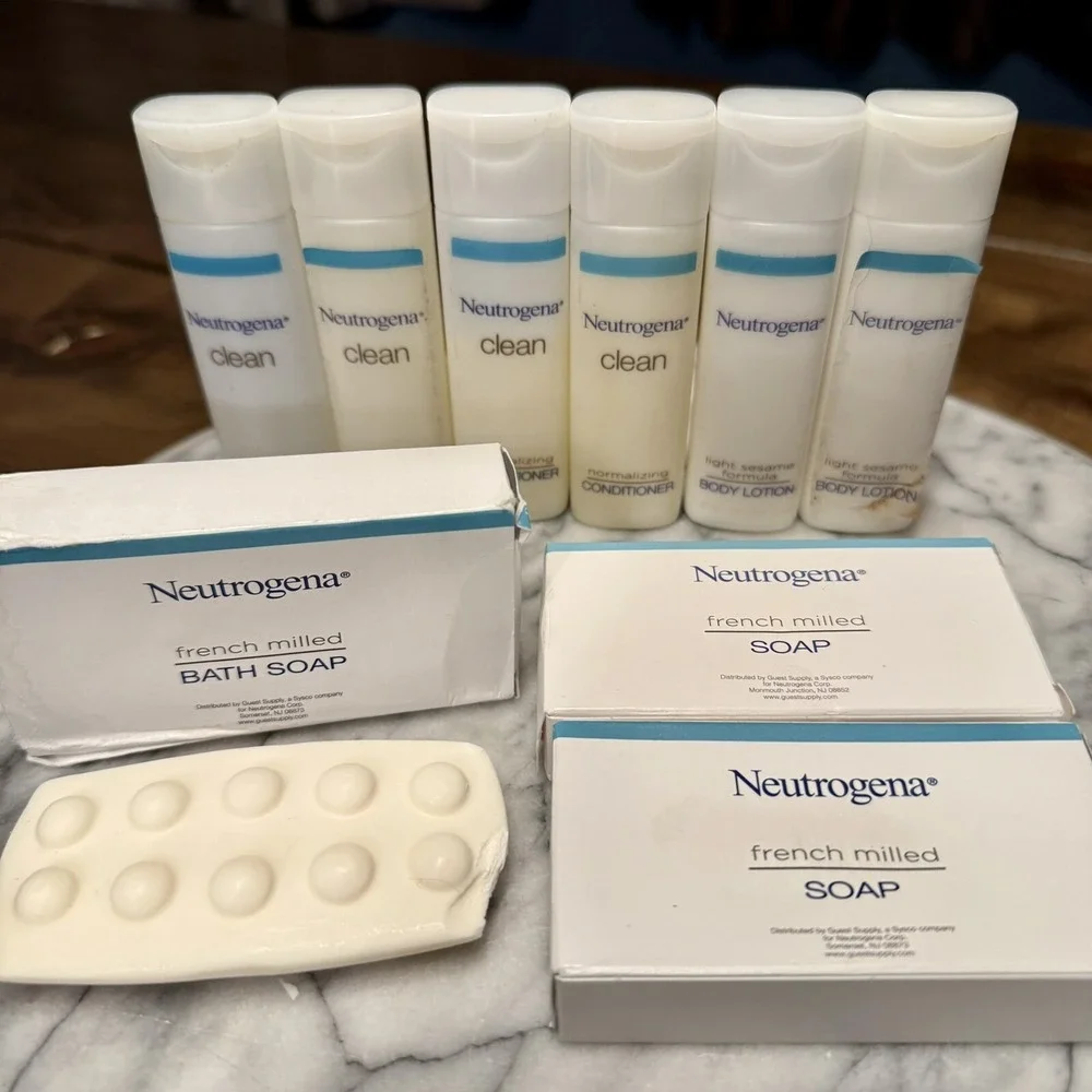 Travel LOT 9 Neutrogena Clean Shampoo Conditioner French Soap Sesame Lotion
